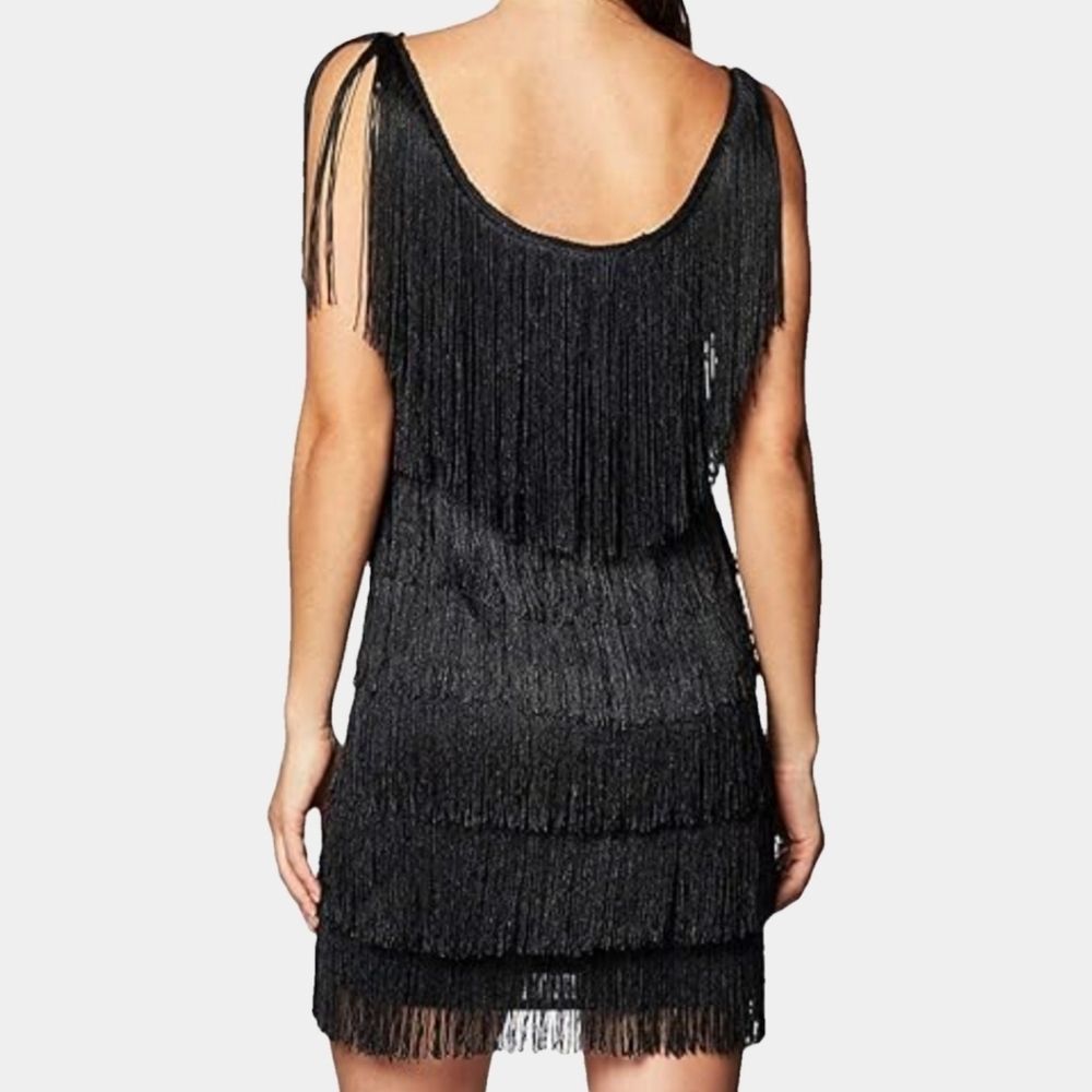 California Costumes Black Fringe Layered 1920's Flapper Dress Size L (Adult)
